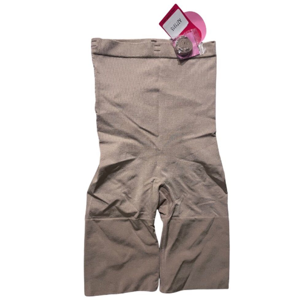 SPANX High-Waist Mid-Thigh Shapewear Shorts in Taupe